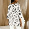 Women’s Loose Fit Three Quarter Sleeve Floral Print Top with Asymmetrical Hem Casual Lightweight Blouse Shirt for Daily Wear