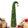 4.9 Ft Retractable Artificial Christmas Tree Foldable Yarn Thread Spiral Tree Christmas Decorations With Ball For Party Indoor