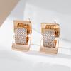 Geometry Full Natural Zircon Drop Earrings For Women  Rose Gold Color Daily Accessories High Quality Fine Jewelry