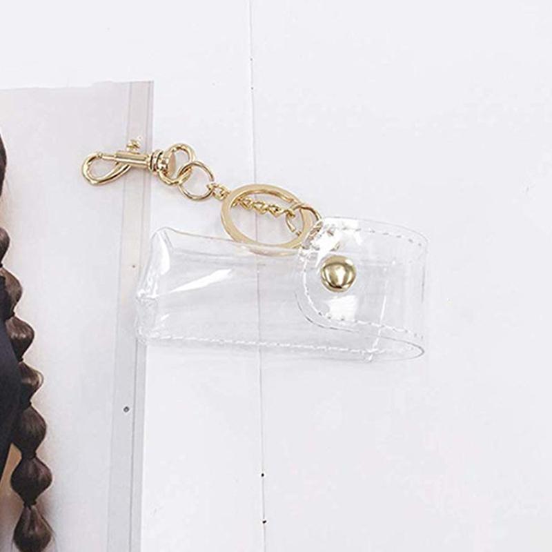 Chapstick Pouch Keychain Transparent Pvc  Lipstick Holder For Outdoor Lip Balm Lipsticks Keyrings Accessory