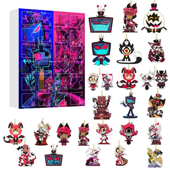 Hazbin Hotel Advent Calendar 24 Day Christmas Countdown Box with Unique Window Design Multifunctional Holiday Decoration for Kids Rooms Houses Cars