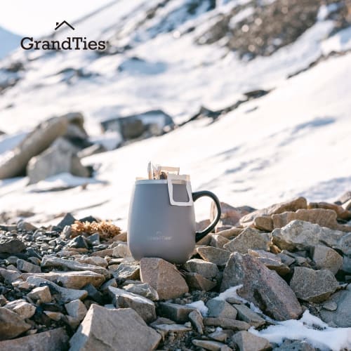 GRANDTIES Premium Vacuum Insulated Mug, 460ml, Available in 19 Colors, with Easy-Open Sliding Lid, Stainless Steel Double-Wall Vacuum Insulation, and