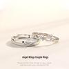 S925 Sterling Silver Angel Wings Unisex Couple Rings, Japanese Korean Style, Adjustable Gift for Girlfriend