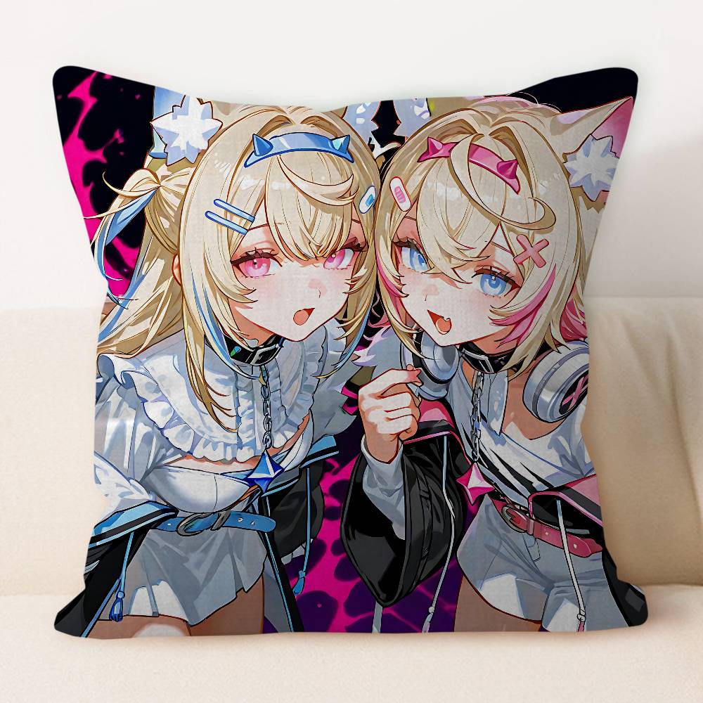 Hololive Mococo Fuwawa Abyssgard Pillow Cover For Bedroom Room And Living Room Sofa Decorative Cushion Cover