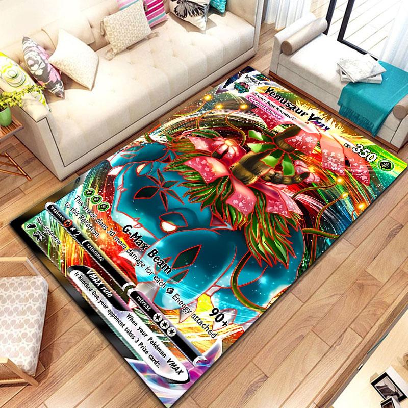 Pokemon Karten Serie Anime Poster Großer Teppich 3D Teppiche Zuhause für Wohnzimmer Kinderzimmer Sofa Fußmatte Dekor Kind Bodenteppich
