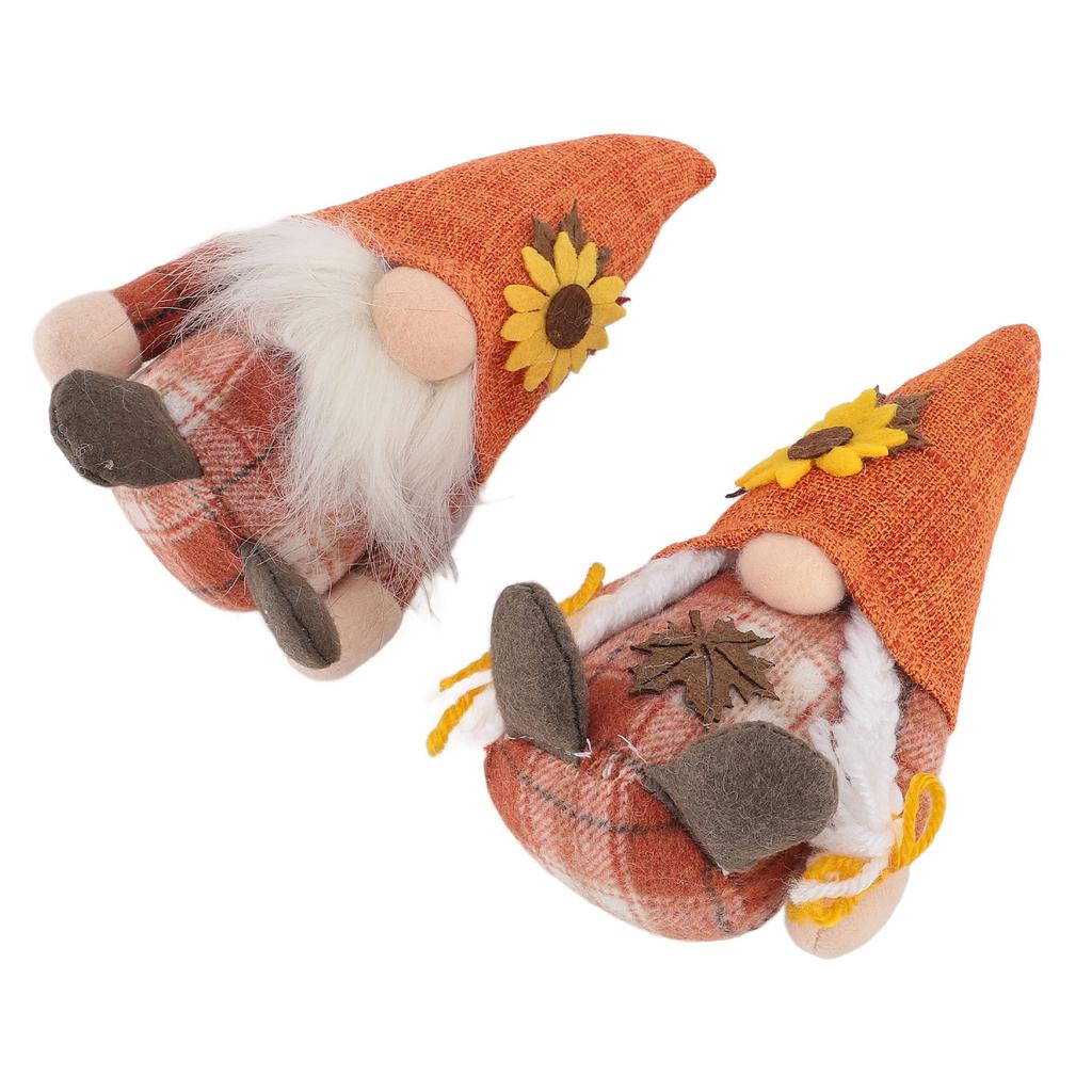 2 Pcs Sunflower Gnomes Decorations Cute Dwarf Figurines Handmade Plush Stuffed Gnomes for Holiday Fe
