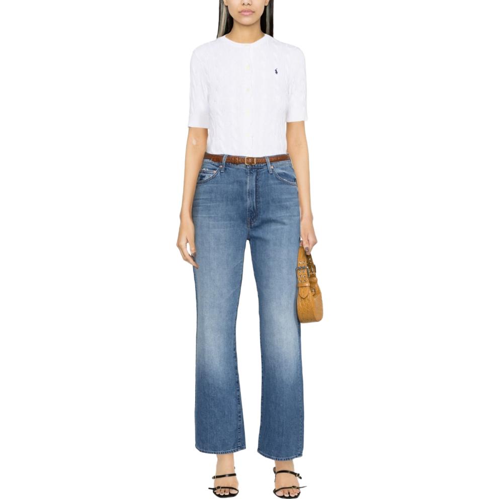 Polo Ralph Lauren Ss23 Logo Embroidered Cable Knit Long Sleeve Sweater Women sweater White 211906814-001