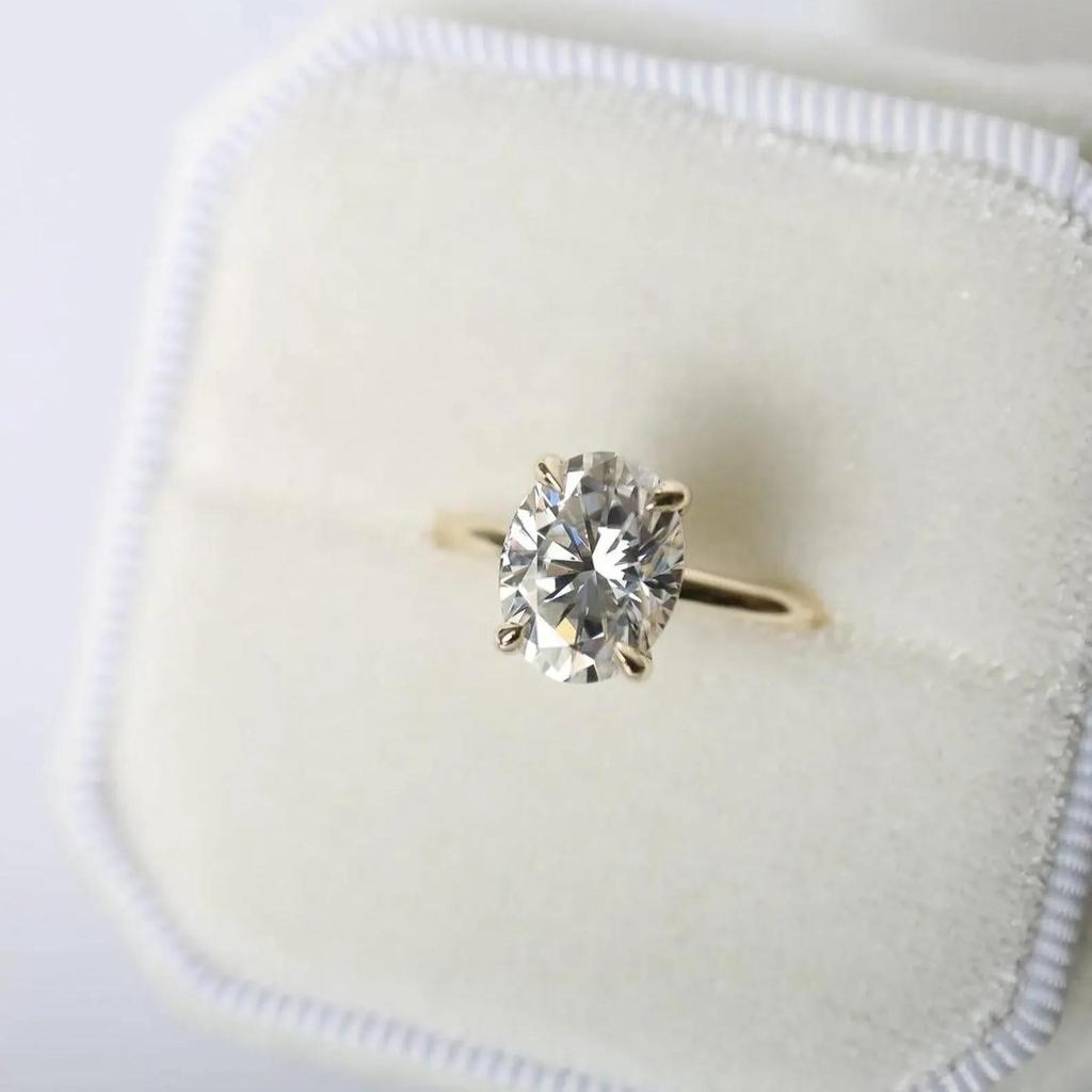 2ct Oval Cubic Zirconia Engagement Ring: Yellow Gold Plated Wedding Proposal Ring: Art Deco Solitaire Bridal jewelry gift for her