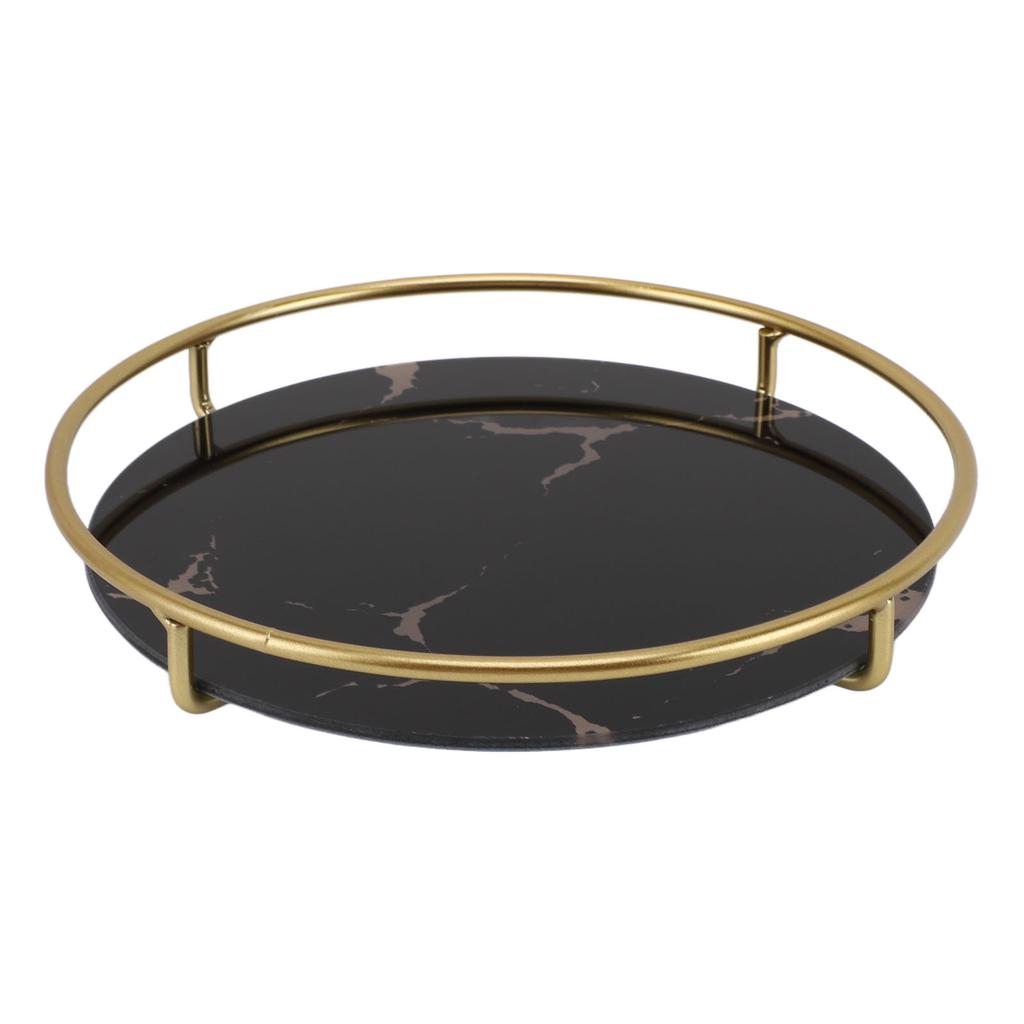 Bathroom Tray Skid Resistant Bathroom Vanity Tray Stylish Elegant Countertop Organizer Tray for Cosmetics Jewelry Black