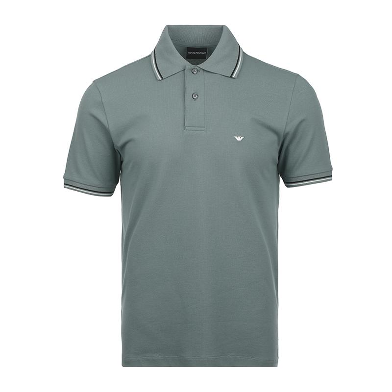 

Emporio Armani Ss26 Striped Trim Eagle Logo Embroidered Business Casual Short Sleeve Polo Shirt Men Polo Shirts EM004606AF23090U9170 XXL