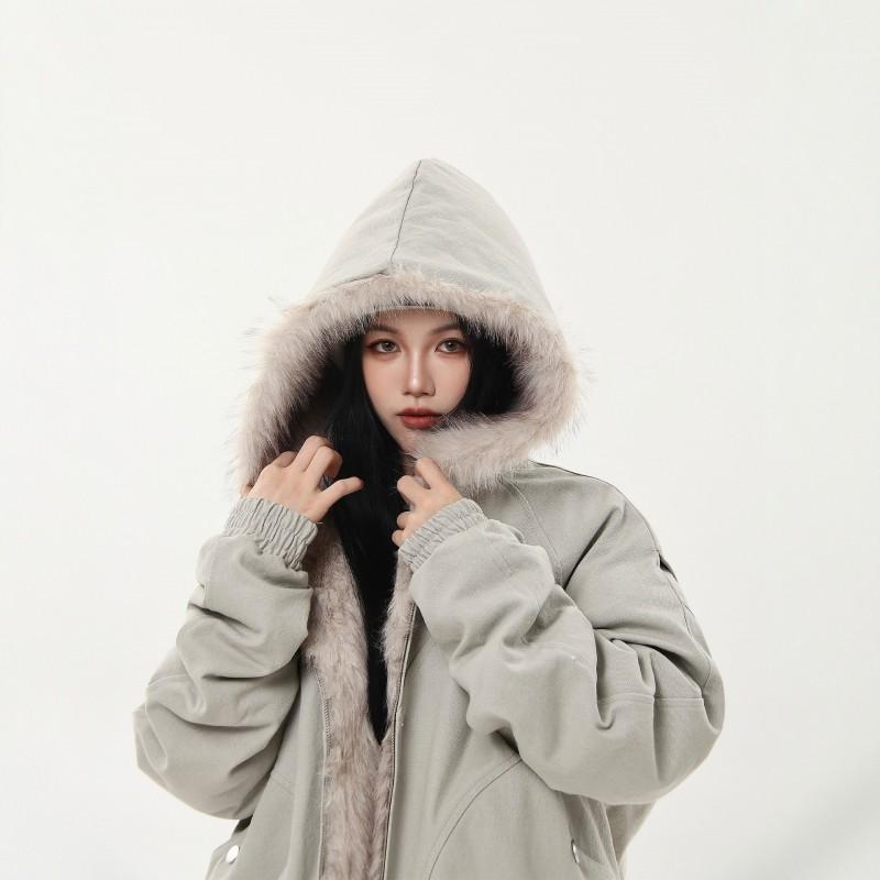 Mens Thickened Winter Hooded Loose Warm Padded Cotton Coat Solid Casual Outwear