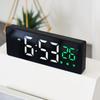 Huayang 0715 Mirror Surface Silent LED Clock 3 Alarms Temperature Display Voice Control for Student Kids Bedroom Desk