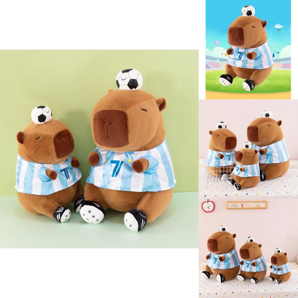 Capybara Plush Toy With Football Design For Kids Gift And Sports Events
