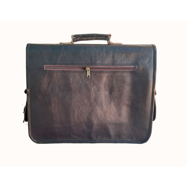 Handmade Black Leather Messenger Bag: Large Laptop Briefcase