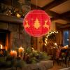 Sturdy Metal Frame Paper Lanterns Christmas Lantern Cute Gingerbread Man Snowman Elk Pattern Ceiling Hanging Collapsible Decorative 12 Inch