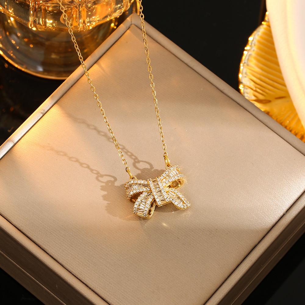 

Ожерелье-бант высокого класса с женским нишевым темпераментом, ожерелья до ключиц золотой