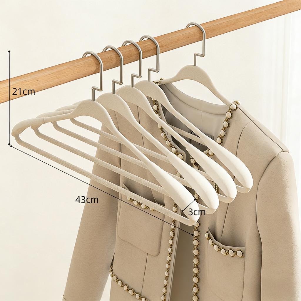5pcs Heavy-Duty Metal Clothes Hangers Wide Shoulder Non-Slip No-Residue Brushed Finish Hangers for Suits Coats