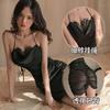 Sexy waist pleated mesh perspective temptation suspender skirt spring suit