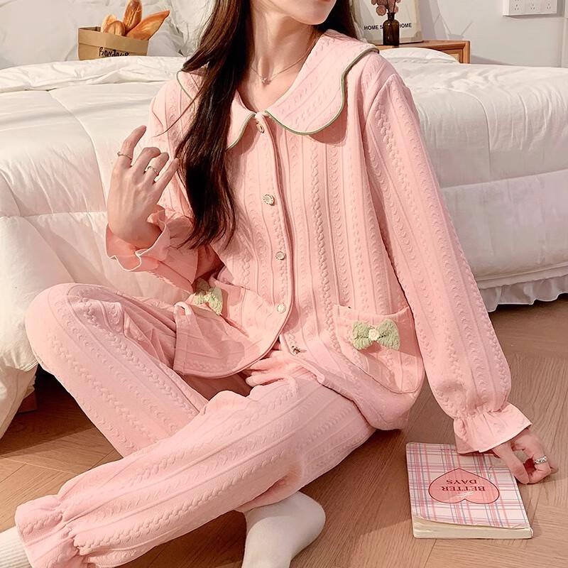 Yuzhaolin Women s Autumn Winter Padded Air Cotton Pajama Set XL