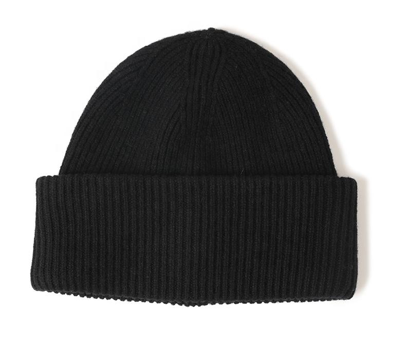 Custom Cute Luxury Warm Lambs Wool Knitted Beanie Winter Cashmere Bennie Women 100% Pure Wool Beanie Hats With Logo Xlm