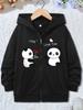 Kids Zip Up Hoodie Boys Girls Black Panda Print Fall Winter Sweatshirt Cute Cartoon Casual Long Sleeve Jacket Top Outfit Toddler