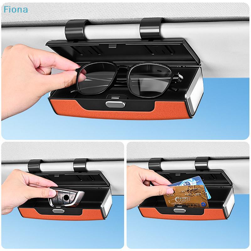 Car Sun Visor Sunglasses Case, Clip-On Magnetic Glasses Holder for Auto Interior Storage