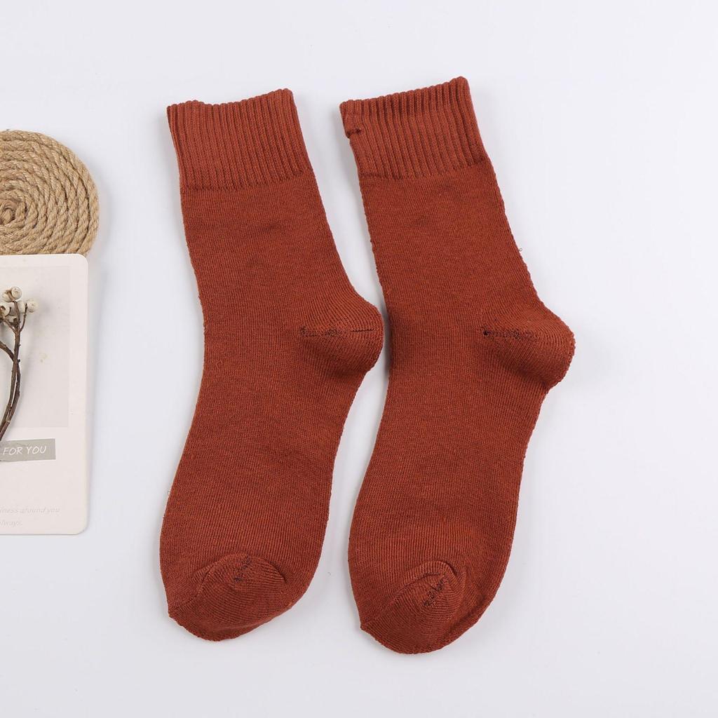 Terry Mid-Calf Socks: Warm, Thick, Velvet-Enhanced Cotton for Men & Women - Perfect for Autumn & Winter