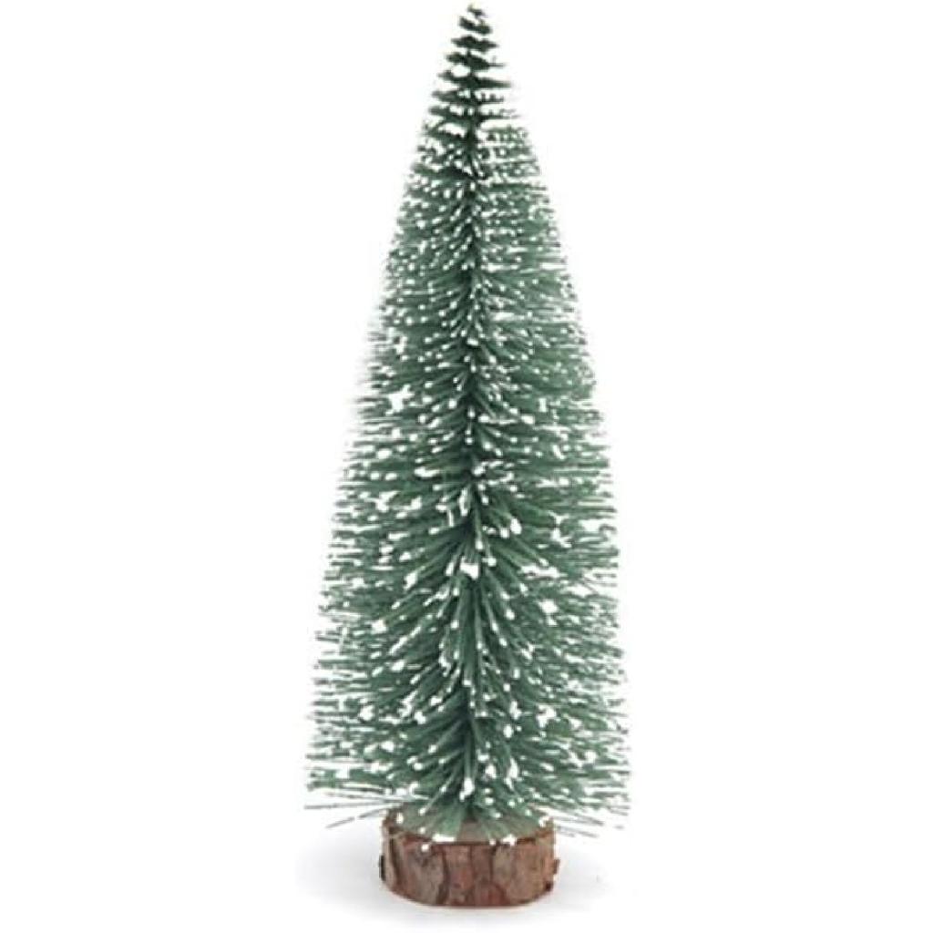 NOLITOY 10Pcs Mini Christmas Trees Decor Artificial Christmas Tree Bottle Brush Trees Sisal Snow Pine Trees with Wooden Base for Christmas Decor