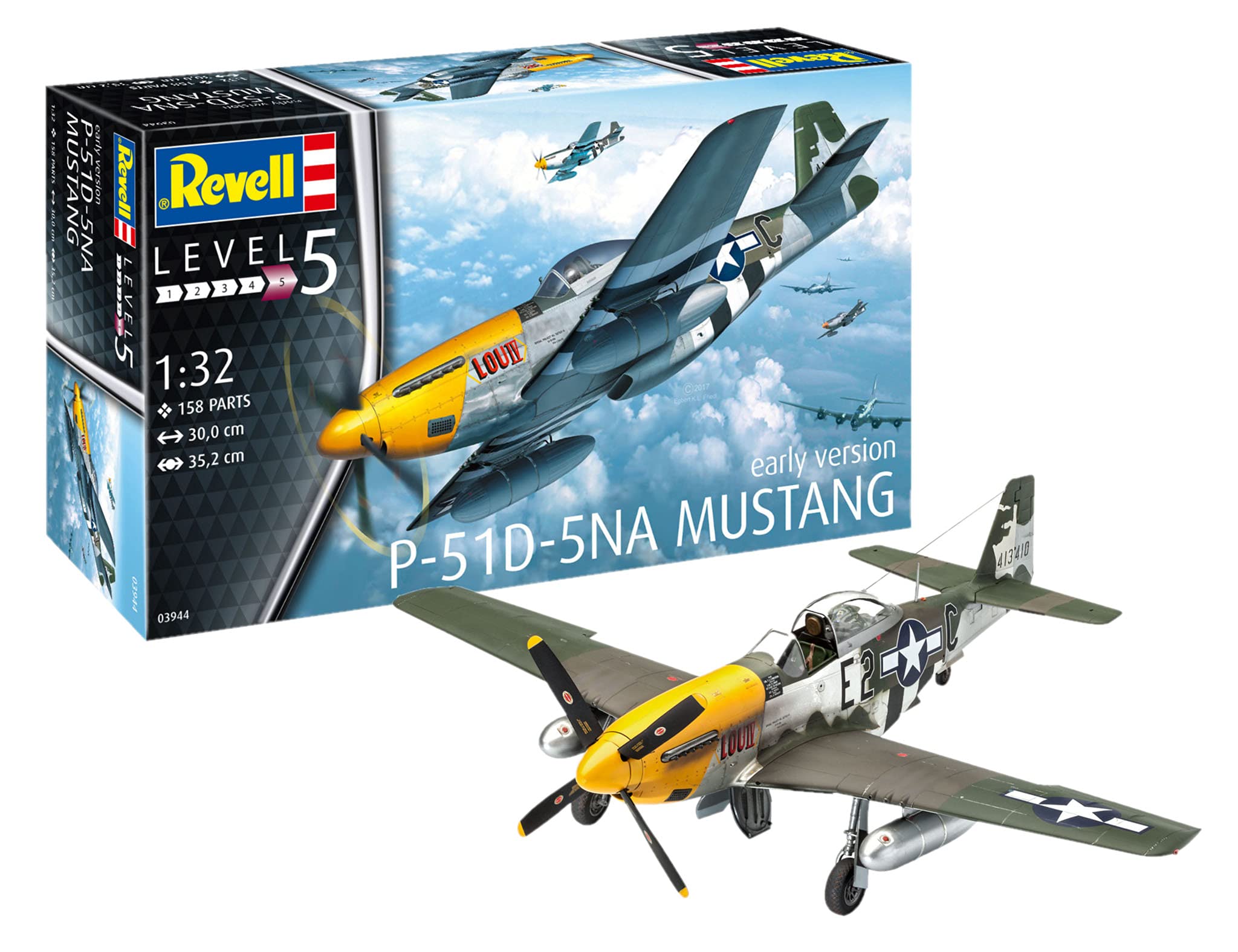 

Немецкий пластиковый набор модели Revell в масштабе 1/32 P-51D Mustang ВВС США 03944