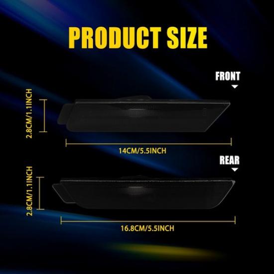 4x Smoked Front Rear Side Marker Lights Housing Fit 2010-2015 Chevrolet Camaro