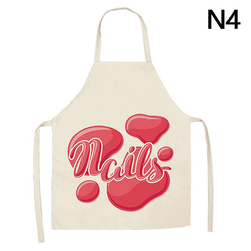 Nail Polish Lipstick Beauty Kitchen Women Apron Household Cleaning Cotton Linen Pinafore Salon Home Cooking Baking Adult Bib