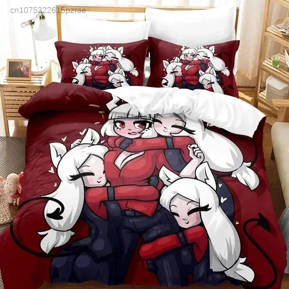 Anime Game Helltaker Bedding Set Printed Bed Set With Pillowcase Bed Duvet Cover Soft Queen King Size Bedclothes Home Boys Adult