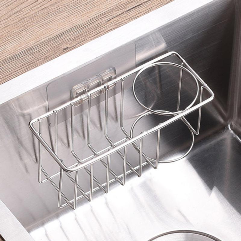 Kitchen Sink Drain Rack Organizer Stainless Steel Self-draining Sink Shelf Soap Sponge Holder Dishcloth Towel Rack Filter Basket