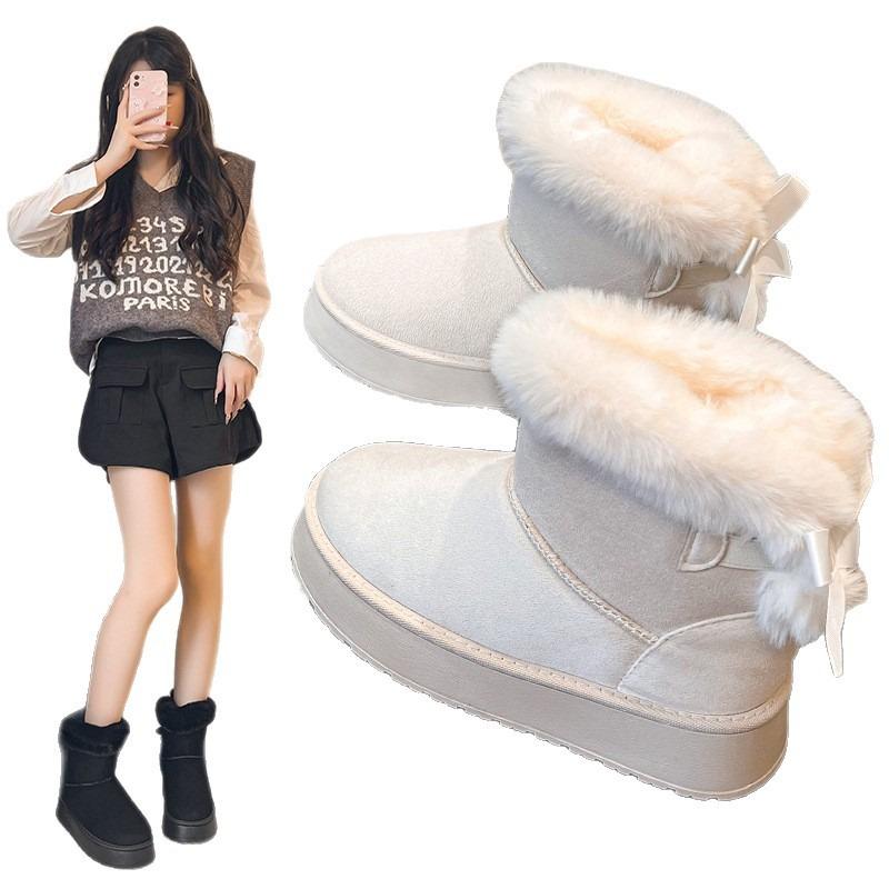 Large Size Snow Boots Women's New Winter Casual Warm Hair Wear Thick-soled Cotton Boots