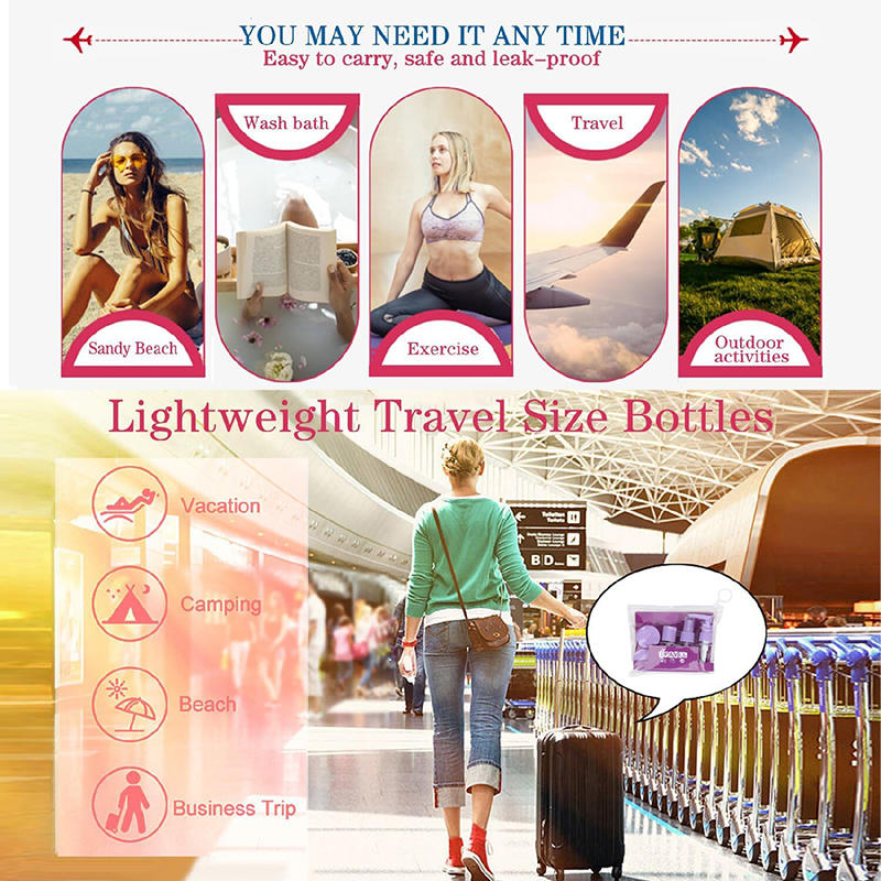 30ml Travel Cosmetics Dispensing Bottle Portable Leak Proof Refillable Containers Set for Toiletries Liquid & Creams