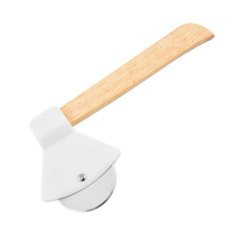 Нержавеющий нож-топор для пиццы с бамбуковой ручкой белый