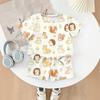 Kids Casual Short Sleeve Top and Shorts Set Animal Print Lightweight Soft Fabric Comfortable Fit Summer Outfit for Boys Girls