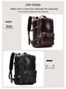 Men's Genuine Leather Expandable Large Capacity Shoulder Backpack for Business Travel