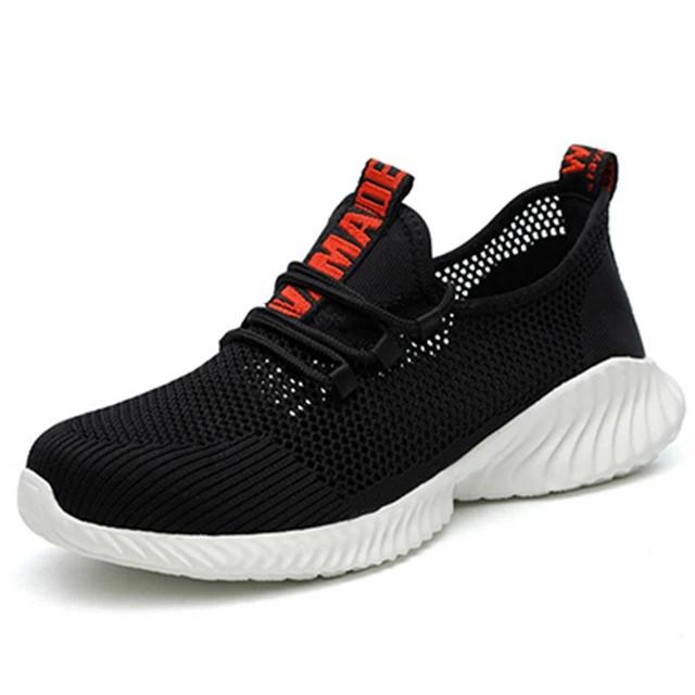 Work Boots Breathable Safety Shoes Men's Lightweight Summer Anti-Smashing Piercing Work Sandals Single Mesh Steel Toe Sneaker