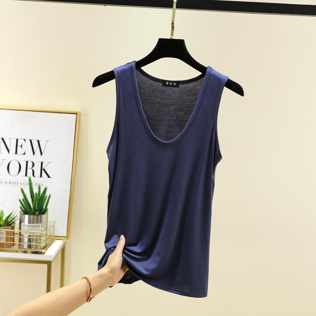 Plus Size L To 6XL Modal Women's Tank Tops U-Neck Summer Thin Sleeveless Bottomed Top Loose Tee Tops All Match Vest Comfort Homewear
