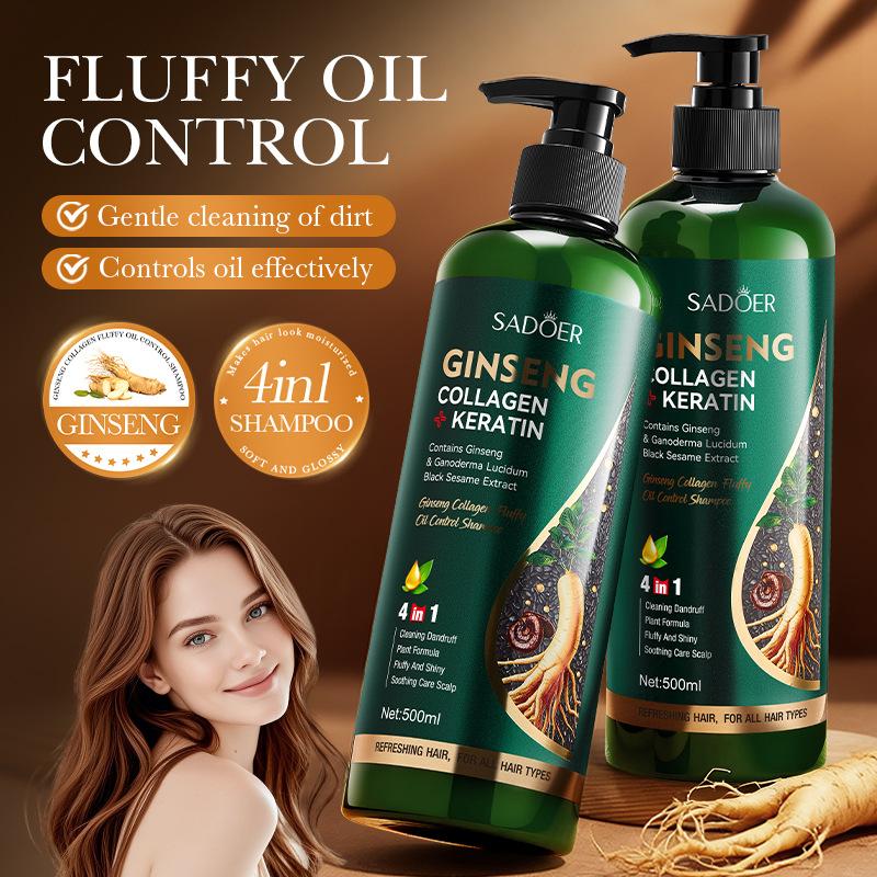 Szampon z Żeń-szeniem i Kolagenem 500ml Puszysty Szampon Oczyszczający Regulujący Sebum Produkty do Pielęgnacji Skóry