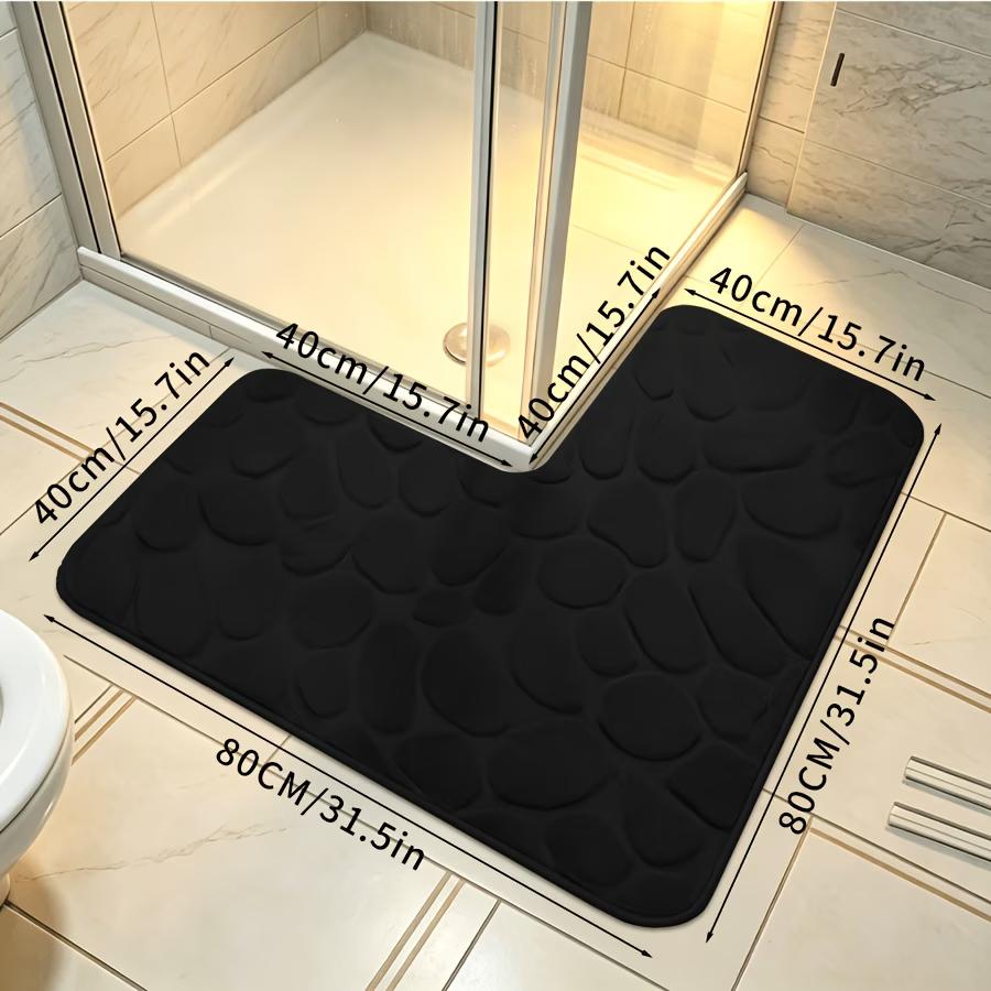 Ultra-Soft Bath Mat, L-Shaped Pebble Bath Mat, Soft and Comfortable Carpet, Suitable for Shower Mat, Bathroom Accessories,