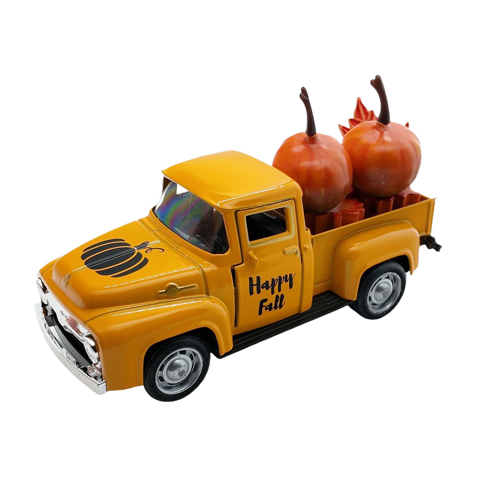 

Vintage Metal Pickup Truck Model With Pumpkin Maples Leaf Ornaments Autumn Harvest Thanksgiving Decors For Tiered Tray