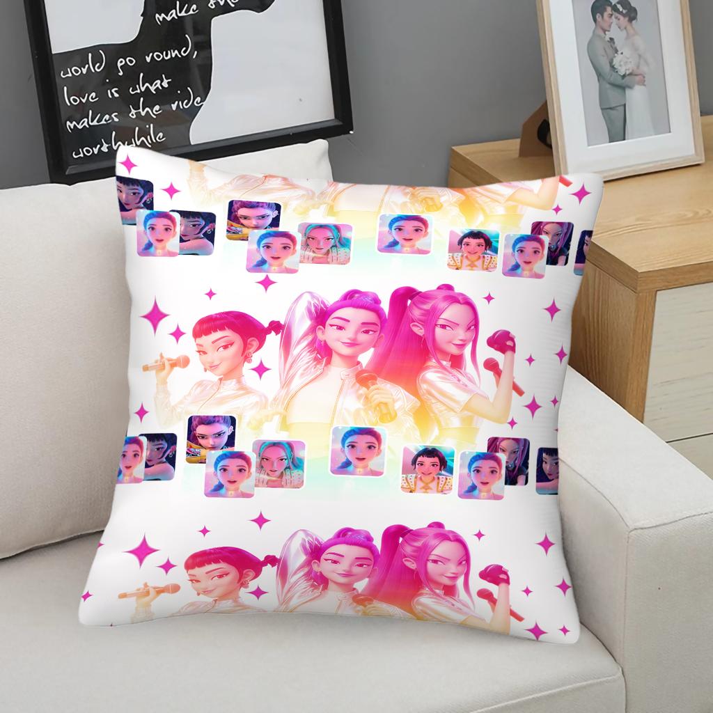 Hasbro Kpop Style Throw Pillow Decorative Cushion Chibi Anime Girl Collage Print Soft Pillow For Sofa Bedroom Perfect Gift For Teens