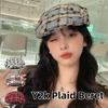 Y2k Plaid Women's Beret Vintage Painter Cap Trend Newsboy Cap  Streetwear