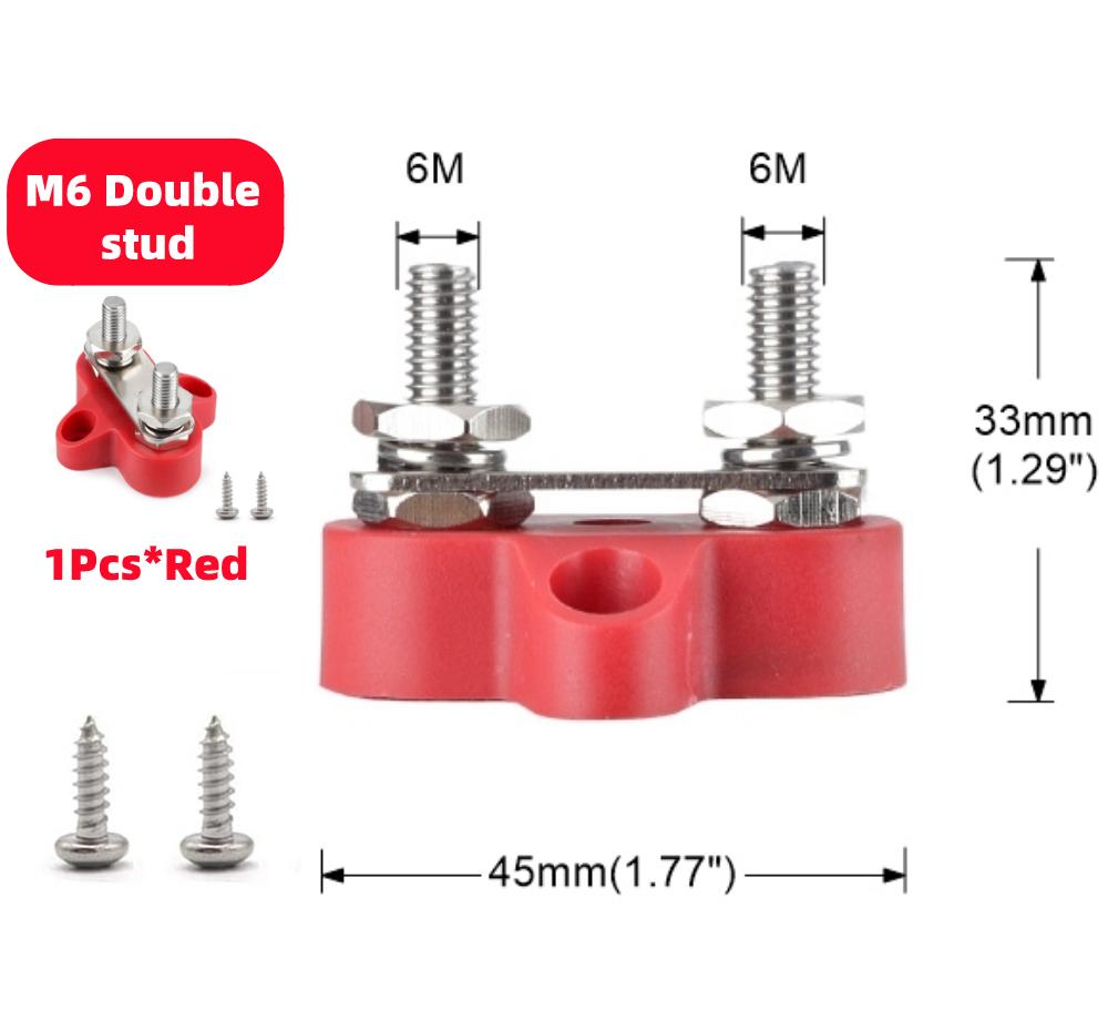 M6 M8 M10 Bus Bar 12V Terminal Block Studs BusBar 12V 5/16" 1/4" Negative Heavy Duty Power Distribution Stud for Truck RV Boat