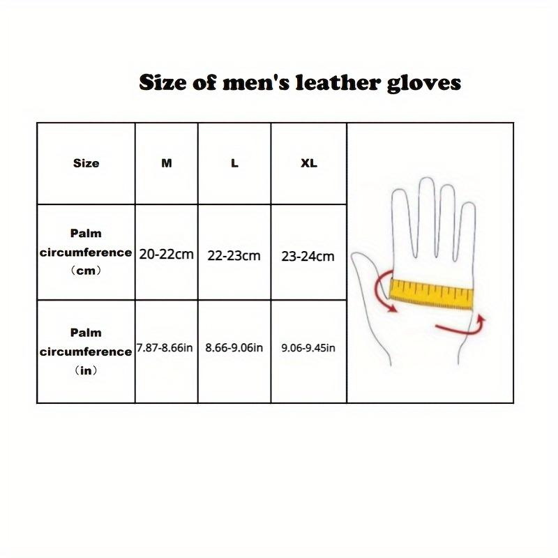 1 Pair Warm Lined Mens Black Leather Gloves with Cool Design for Winter, Men, Ideal Choice for Gifts