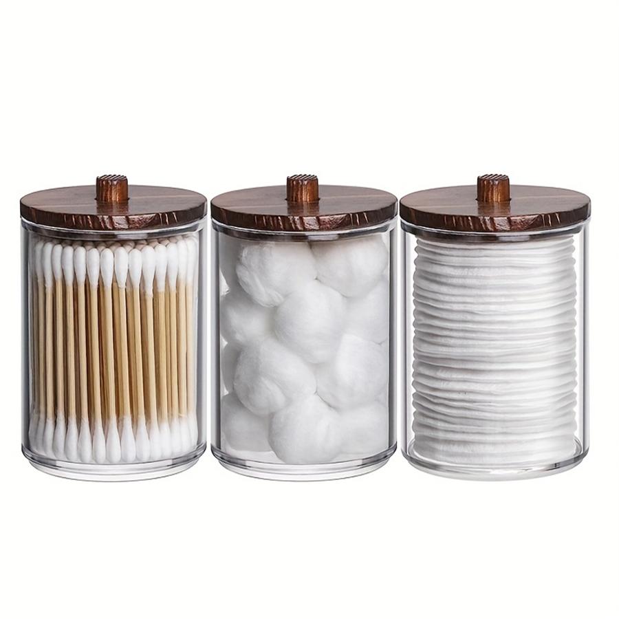1/2/3/4 Pack Qtip Holder Bathroom Set, 10 oz Restroom Bathroom Organizers and Storage Containers, Clear Plastic Apothecary Jars