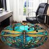 1PC Dragonfly StainedGlass Office Round Area Rug,  Mat Suitable ForOffice, Under Office Chairs Bedroom Living Room Home Decor, Room Deco