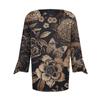 Ladies Loose Casual Three-quarter Sleeves V-neck Lace Floral Print T-shirt Top